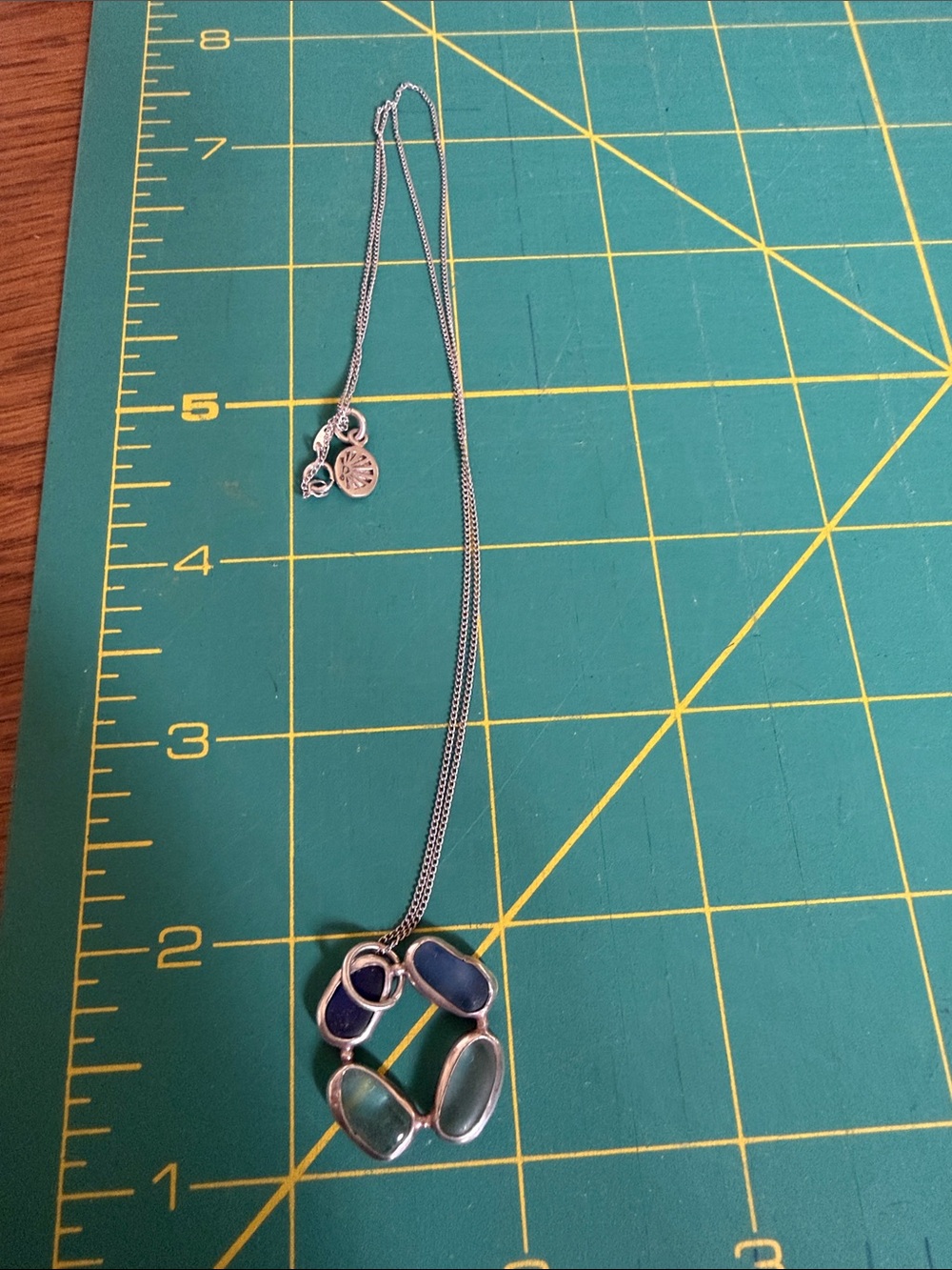 Lita Sea glass Sterling Silver Pendant Necklace in Blues - Picture 4 of 7